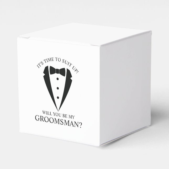 Black Wedding Tuxedo Suit Groomsman Proposal Favour Box (Front Side)