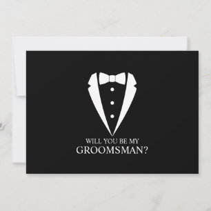 Black Wedding Tuxedo Suit Groomsman Proposal Invitation