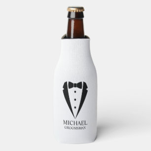 Black Wedding Tuxedo Suit Personalised Groomsmen Bottle Cooler