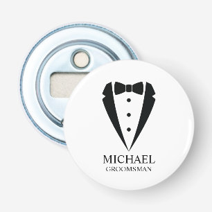 Black Wedding Tuxedo Suit Personalised Groomsmen Bottle Opener