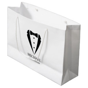 Black Wedding Tuxedo Suit Personalised Groomsmen Large Gift Bag