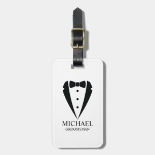 Black Wedding Tuxedo Suit Personalised Groomsmen Luggage Tag
