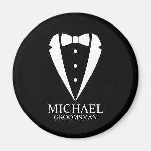 Black Wedding Tuxedo Suit Personalised Groomsmen Magnet
