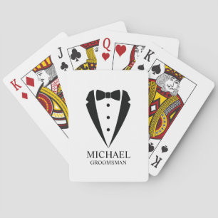 Black Wedding Tuxedo Suit Personalised Groomsmen Playing Cards