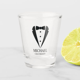Black Wedding Tuxedo Suit Personalised Groomsmen Shot Glass
