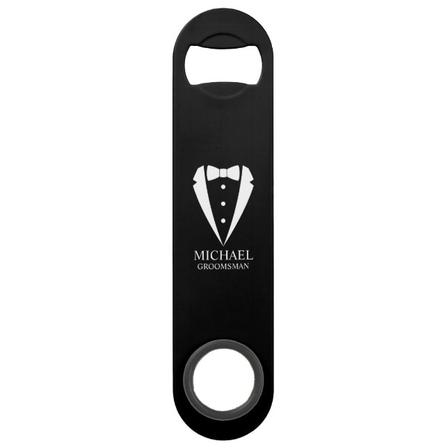 Black Wedding Tuxedo Suit Personalized Groomsmen (Front)