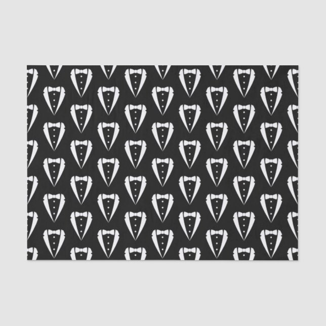 Black Wedding Tuxedo Suit Tissue Paper (Front)
