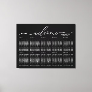Black Wedding Welcome Seating Table Numbers Canvas Print