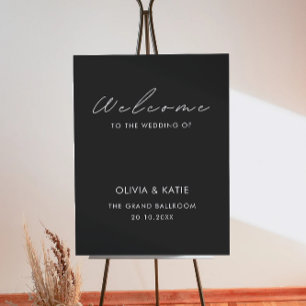 Black Wedding Welcome Sign