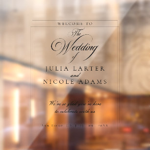 Black Wedding Welcome Transparent Decal Sign