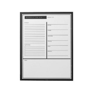 Black Weekly To Do List Notepad