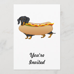 Black Weiner Dog with All the Fixins Invitation