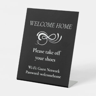 Black Welcome Remove Shoes WiFi Display Sign in