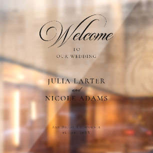 Black Welcome Wedding Transparent Decal Sign