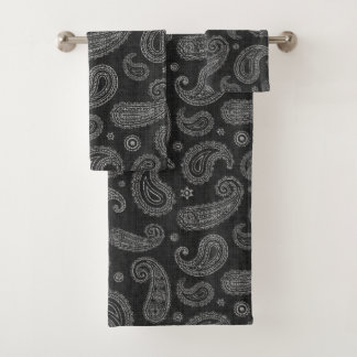 Black Western Paisley  Bath Towel Set