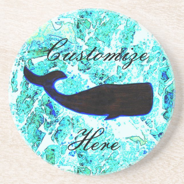 black whale blue coaster (Front)