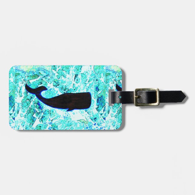 black whale blue Thunder_Cove Luggage Tag (Front Horizontal)