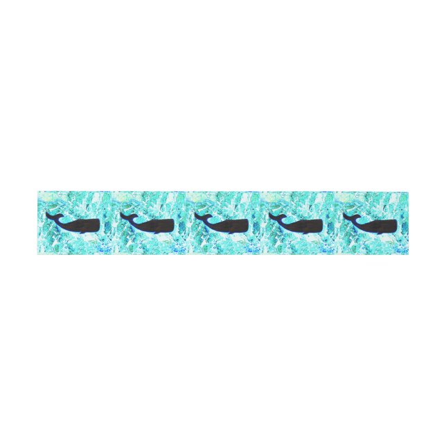 black whales blue invitation belly band (Flat)