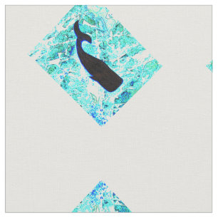black whales pattern blue/white fabric