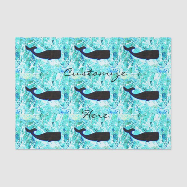black whales Thunder_Cove blue Tissue Paper (Front)
