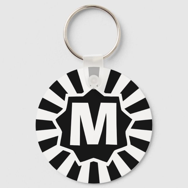 Black Wham Bam Monogrammed Key Ring (Front)