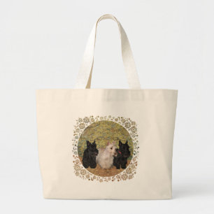 Black & Wheaten Scotties in the Fall Large Tote Bag