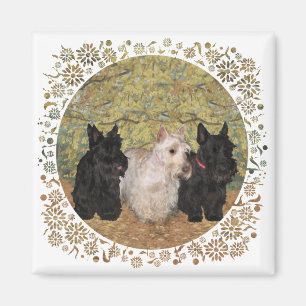 Black & Wheaten Scotties in the Fall Magnet