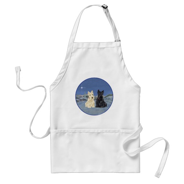 Black & Wheaten Scottish Terriers Winter Standard Apron (Front)