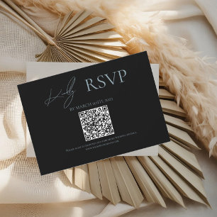 Black Where Forever Begins Blue Wedding RSVP Cards