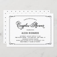 Black Whimsical Borders Couples Shower Invitation