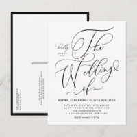 Black Whimsical Calligraphy Wedding QR Code