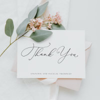 Black Whimsical Calligraphy Wedding Thank You