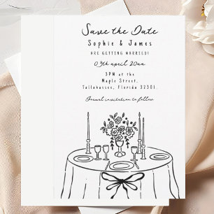 black Whimsical Hand-Drawn Trendy Wedding Invitation