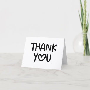 Black Whimsical Heart Typography Thank You Card
