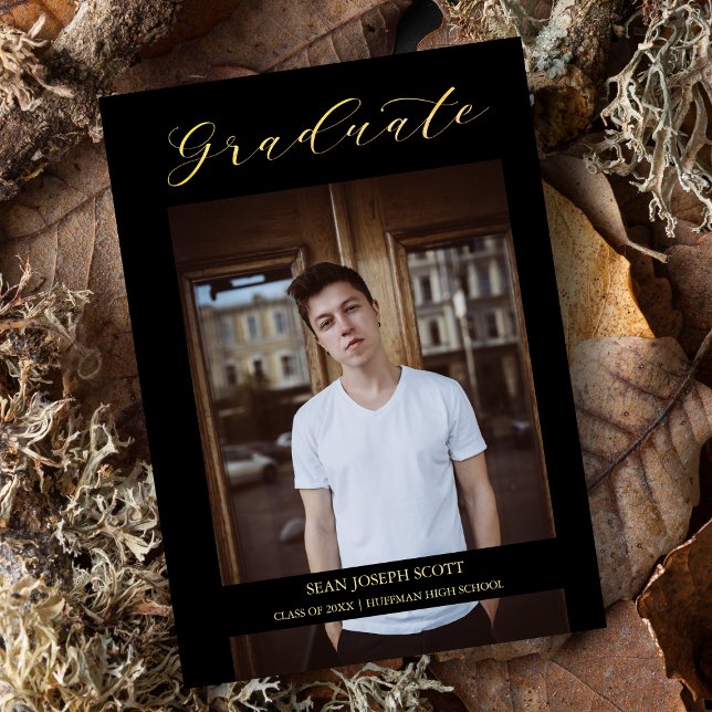 Black Whimsical Modern Calligraphy Photo Graduate (Creator Uploaded)