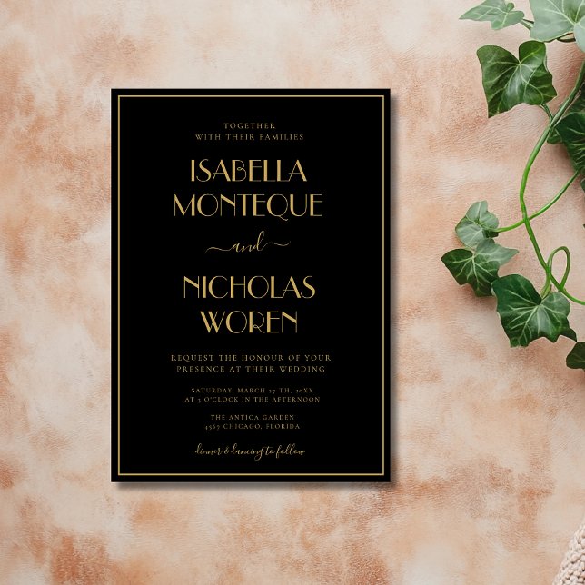 Black Whimsical Modern Quiet Wedding Invitation (Creator Uploaded)
