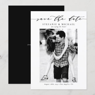 Black Whimsical Script Photo Save The Date