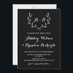 Black Whimsical Winter Wreath I Wedding Invitation<br><div class="desc">Whimsical and modern wedding invitation featuring winter wreath and polka dots pattern. This black and white design is perfect for winter weddings and similar themes. Another version is available. Other colours are available.</div>