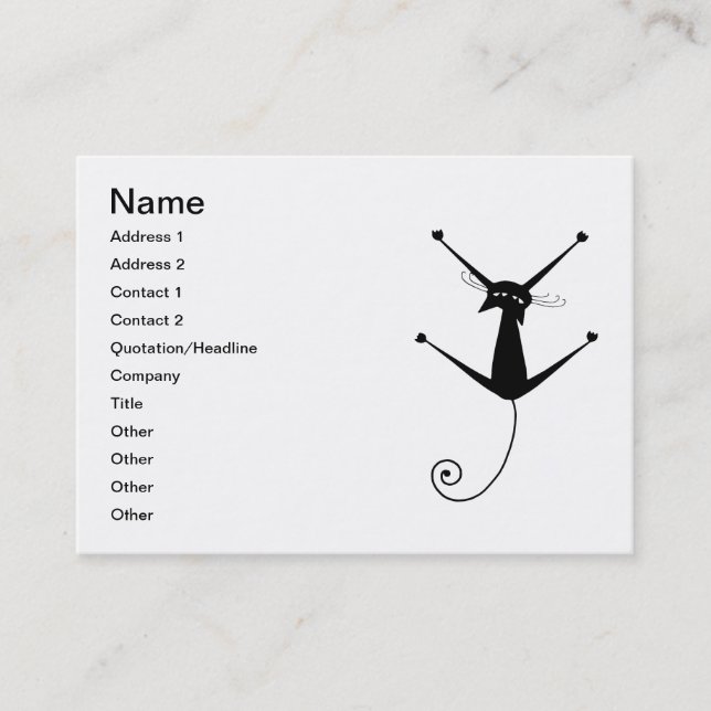 Black Whimsy Kitty 10 Business Card (Front)