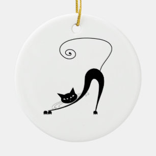 Black Whimsy Kitty 2 Ceramic Tree Decoration