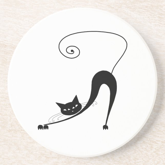 Black Whimsy Kitty 2 Coaster (Front)