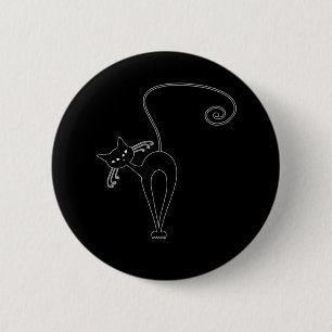 Black Whimsy Kitty 3 6 Cm Round Badge