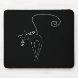 Black Whimsy Kitty 3 Mouse Pad