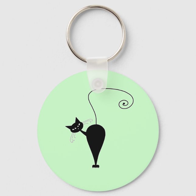 Black Whimsy Kitty 5 Key Ring (Front)