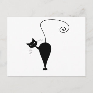Black Whimsy Kitty 5 Postcard