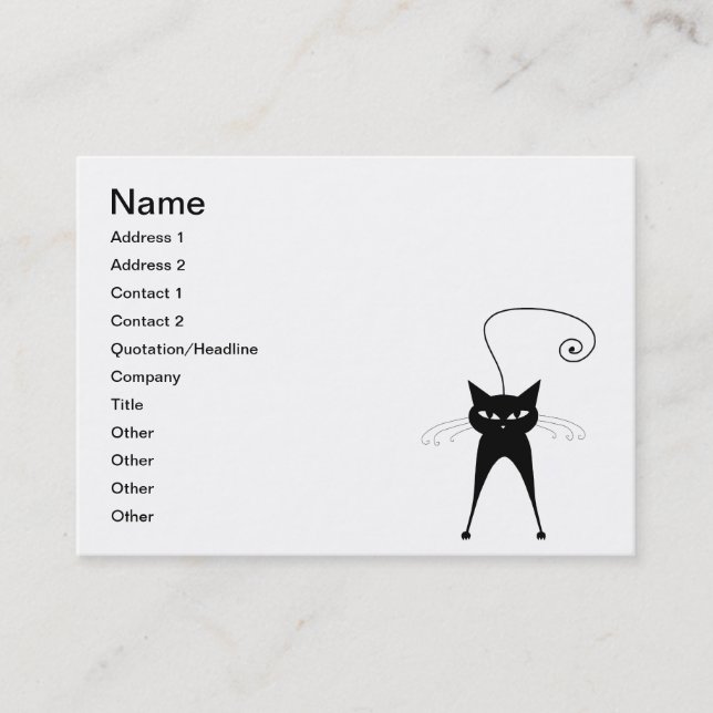 Black Whimsy Kitty 6 Business Card (Front)