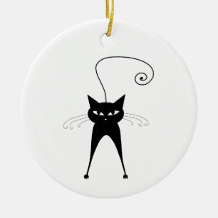 Black Whimsy Kitty 6 Ceramic Tree Decoration