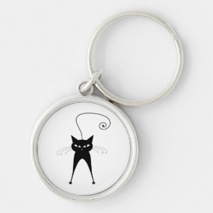 Black Whimsy Kitty 6 Key Ring