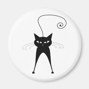 Black Whimsy Kitty 6 Magnet