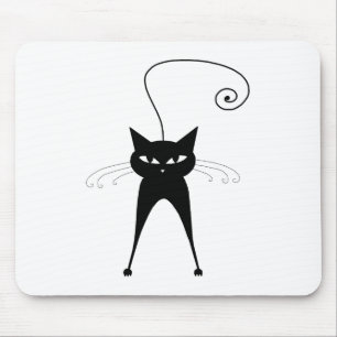 Black Whimsy Kitty 6 Mouse Pad